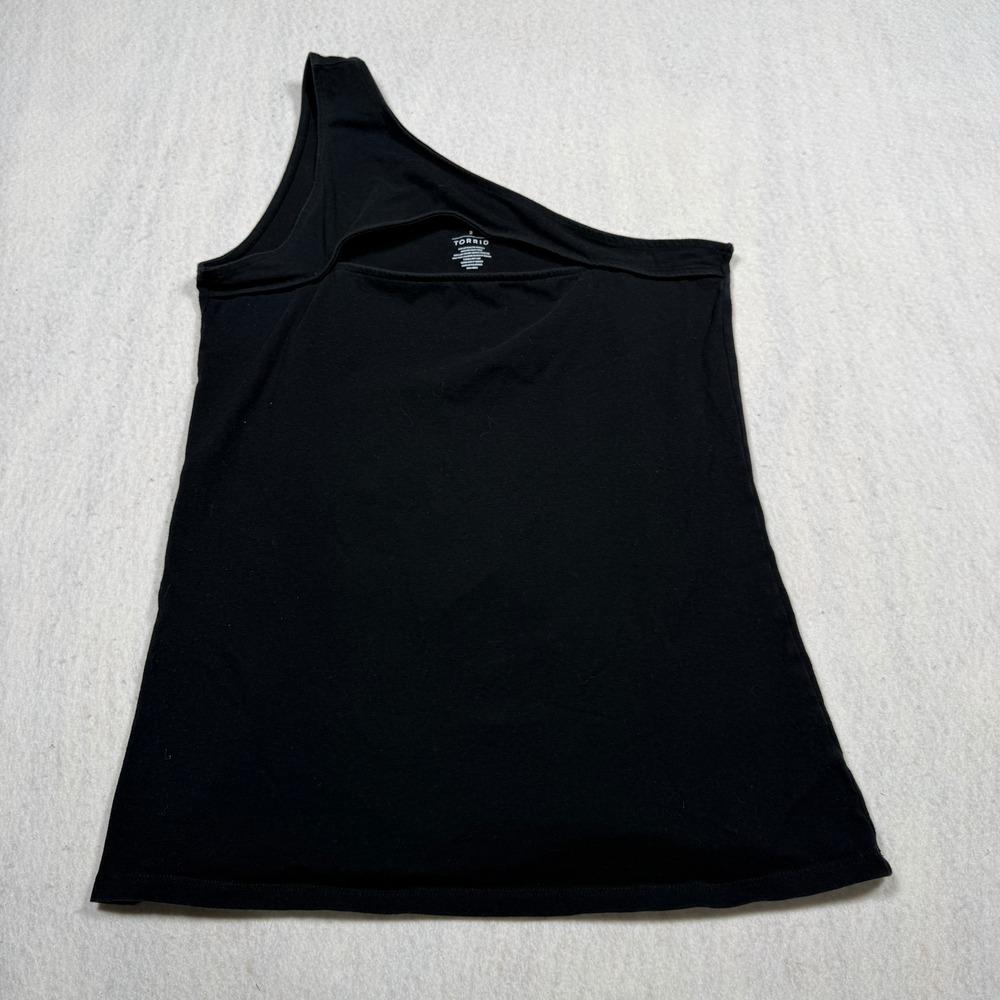 Torrid Womens Black One Shoulder Tank Top Stretch Cotton Blend Size 2 Plus